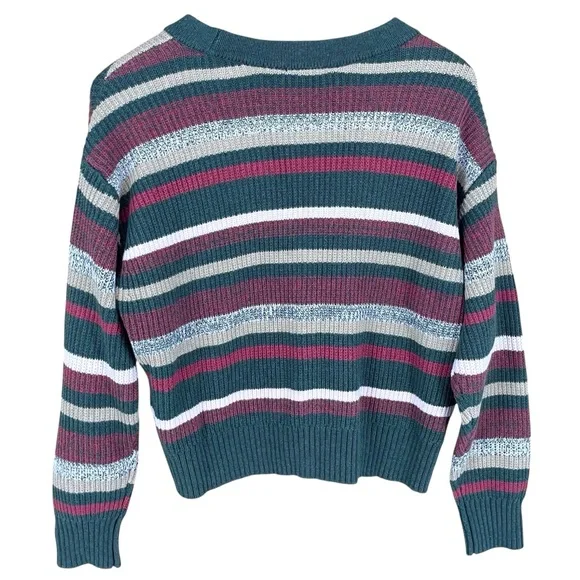 Marine Layer Robin Merino Wool Blend Multi Stripe Crop Cardigan